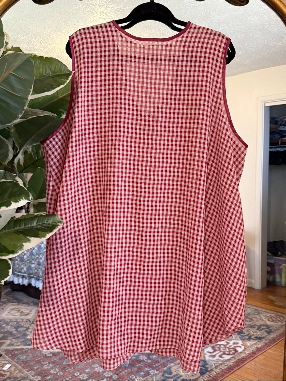 Vintage magenta & white gingham nightgown